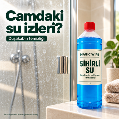 Magic Wipe™ Sihirli Su – Duşakabin ve Fayans Temizleyici, 1 L