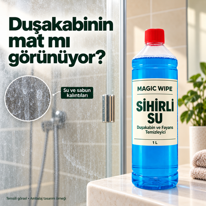 Magic Wipe™ Sihirli Su – Duşakabin ve Fayans Temizleyici, 1 L