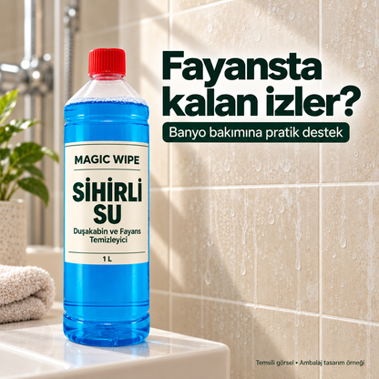 Magic Wipe™ Sihirli Su – Duşakabin ve Fayans Temizleyici, 1 L